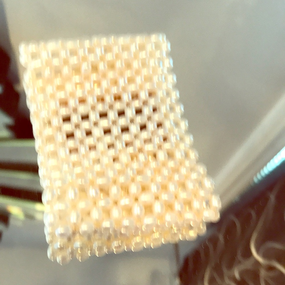 Wide pearl cuff bracelet